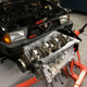 Blyth’s upside-down, in-progress engine block.